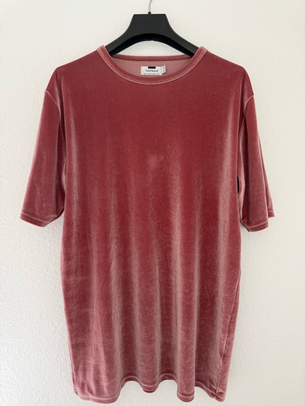 Topman Velvet Short Sleeve Tee in Dusty Rose